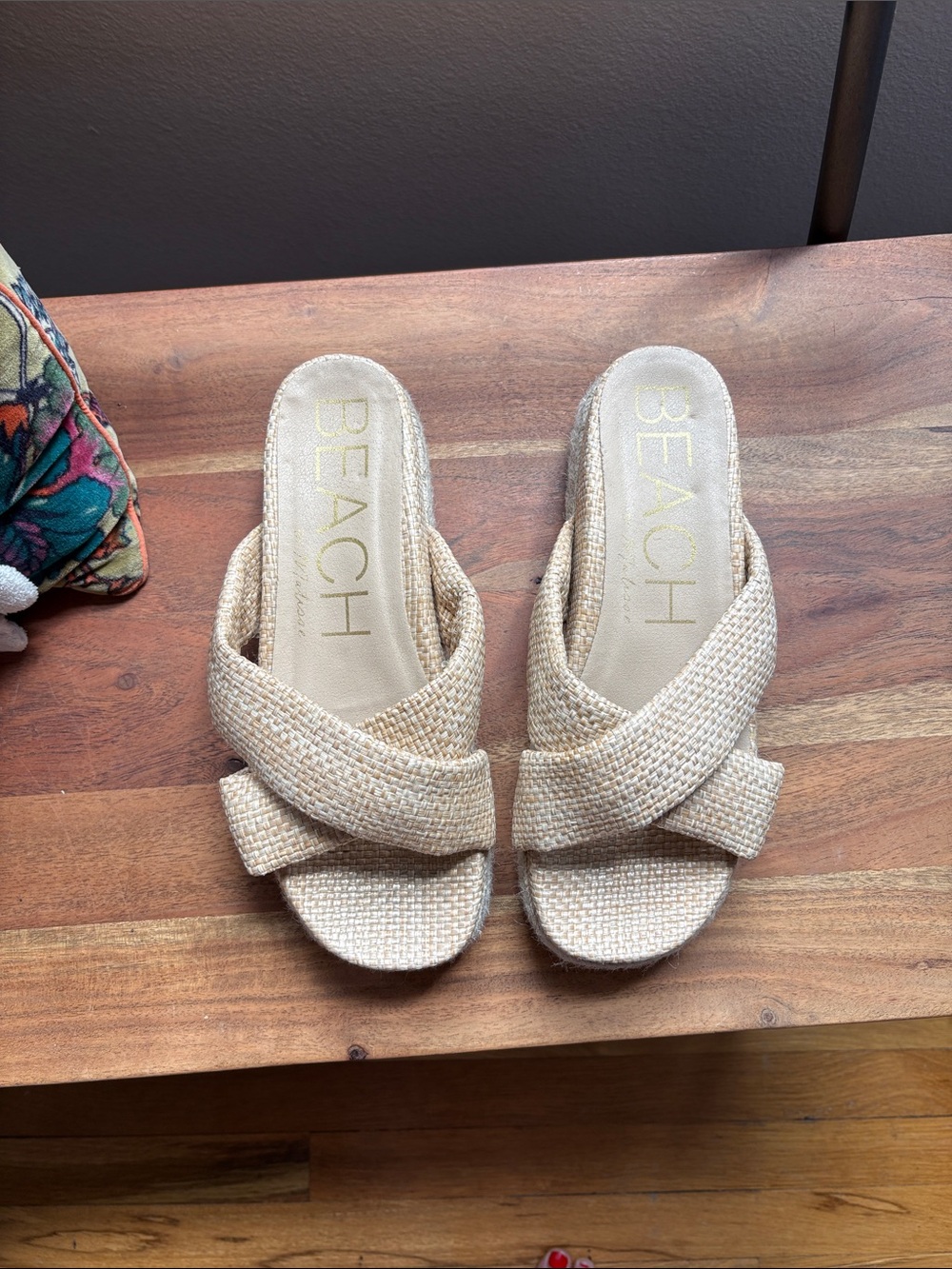 Women's Crisscross Woven Slide Sandals in Natural